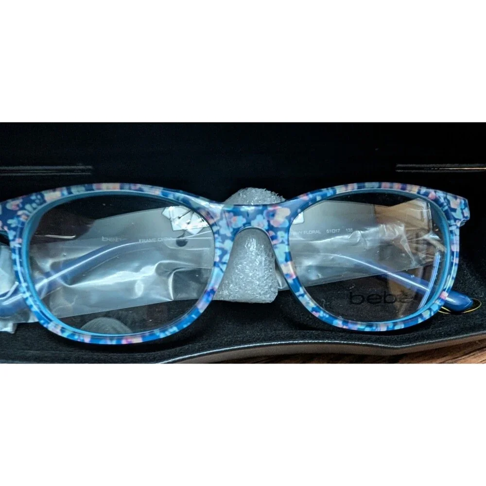 BEBE Navy Floral/Clear 51mm Eyeglasses BB5198-400-51 New With Case